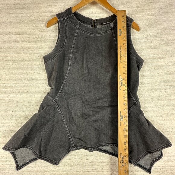 Banana Republic Womens Sz 8 Black Denim Peplum Sleeveless Top Whimsigoth Baddie - Picture 7 of 9